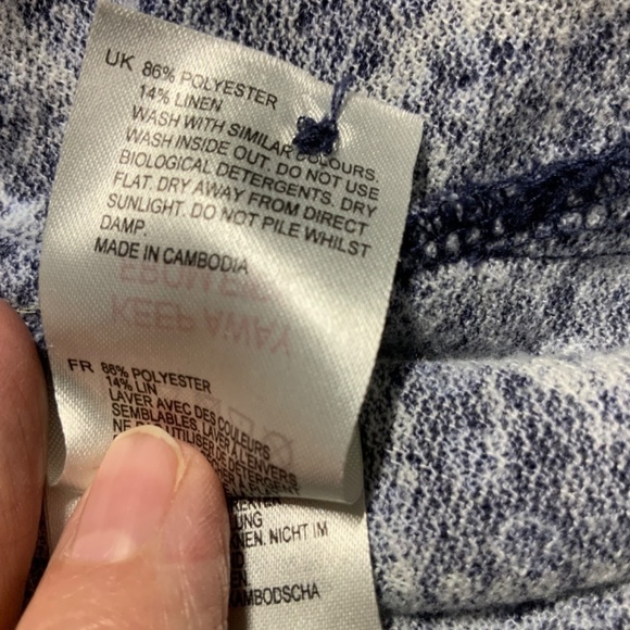 WHITE STUFF Blue Tile Indian Summer Dress  Poly / Linen Blend (No Belt) US Sz 6 - Picture 11 of 13